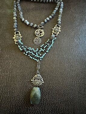 Love Heals Labradorite & Turquoise necklace EUC